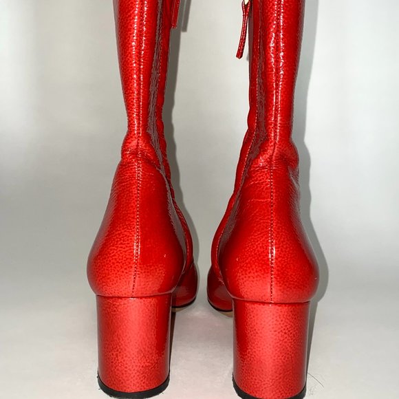 Trademark Red Patent Leather Boots Mira Booties Size 36 6 Gogo - Picture 6 of 8